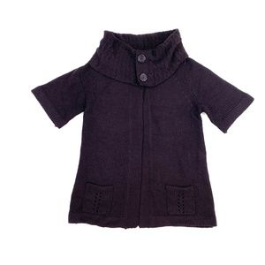 Short Sleeve Cowl Neck Cardigan | Augergine